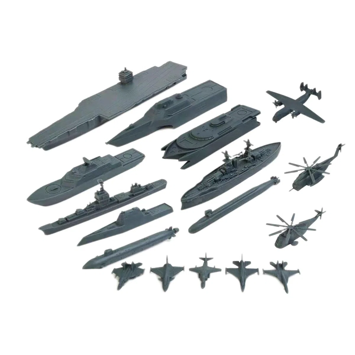 harayaa 17 Teile Marineschiff Set mit Hubschrauber Und Flugzeugen für Kinder Und Erwachsene, GRAU