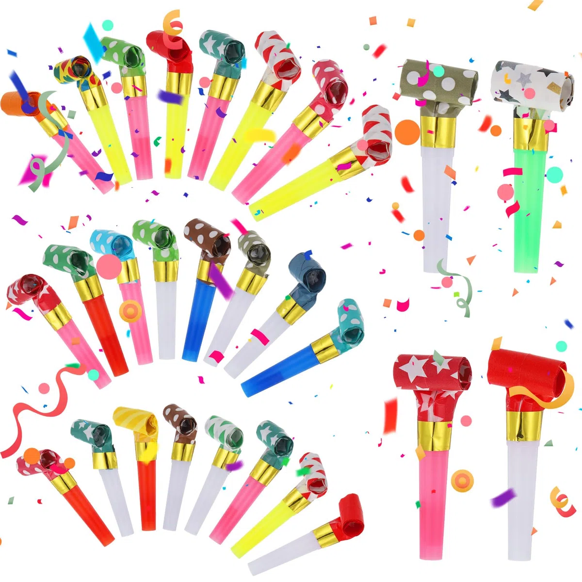 30 Stück Tröte Kindergeburtstag, Kinder Jubel Partytröten Farbig Gemischt Party Tröte Kindergeburtstag Luftrüssel Krachmacher Tröten Für Neujahr Geburtstag Party Graduierung Weihnachten
