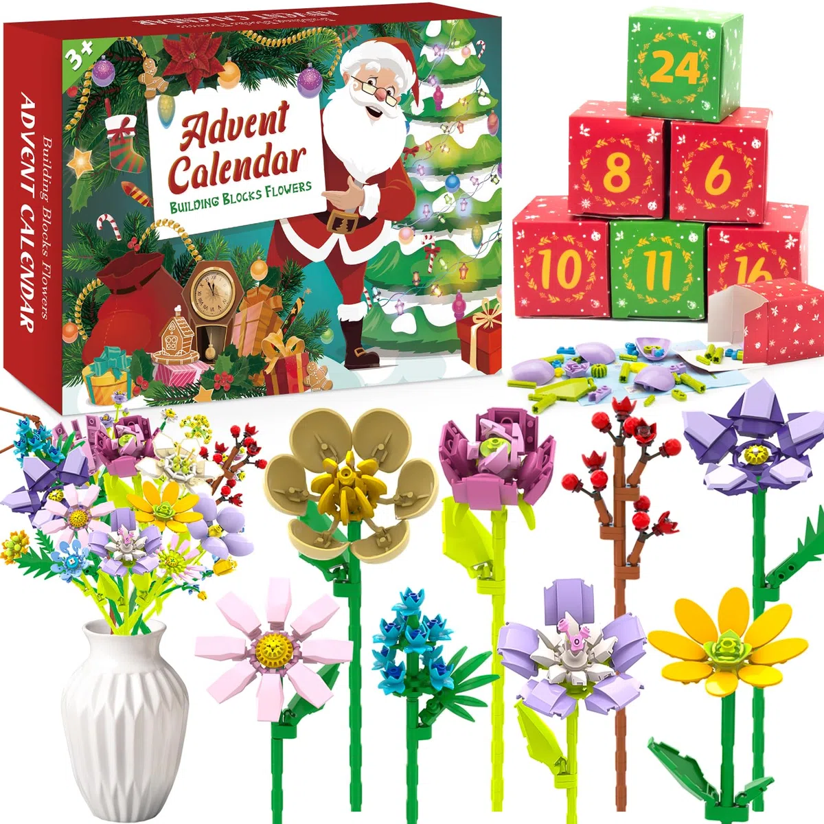 Adventskalender 2026 mit Botanicals Blumenstrauß für Frauen - Weihnachtskalender mit 24 Kunstblumen Deko für Haushalt Geschenk für Kinder Erwachsene & Männer
