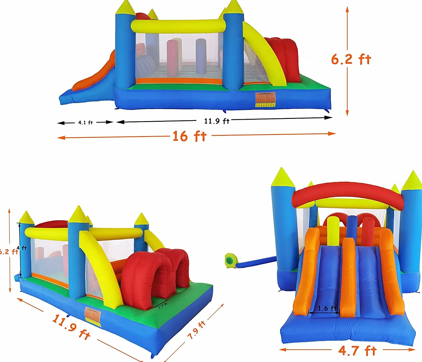 Ballsea Hüpfburg mit Gebläse, Geeignet für 3 bis 10 Jahre Hüpfburg Indoor Kinder, Groß Hüpfburg XXL Kindergeburtstag (488 x 240 x 190 cm)