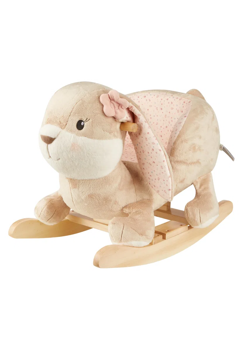 Sterntaler Schaukeltier Hase Hanni - Schaukelpferd aus Flausch & Holz - weiche Sitzfläche - Spielzeug Wippe für Kleinkind - Mädchen - Indoor Geschenk-Idee, Hellbraun