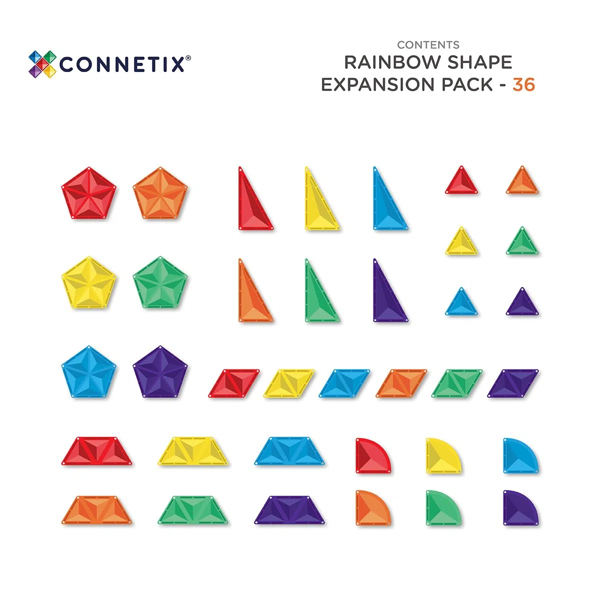 CONNETIX Erweiterungspaket Regenbogenform, 36 Stück, Mehrfarbig