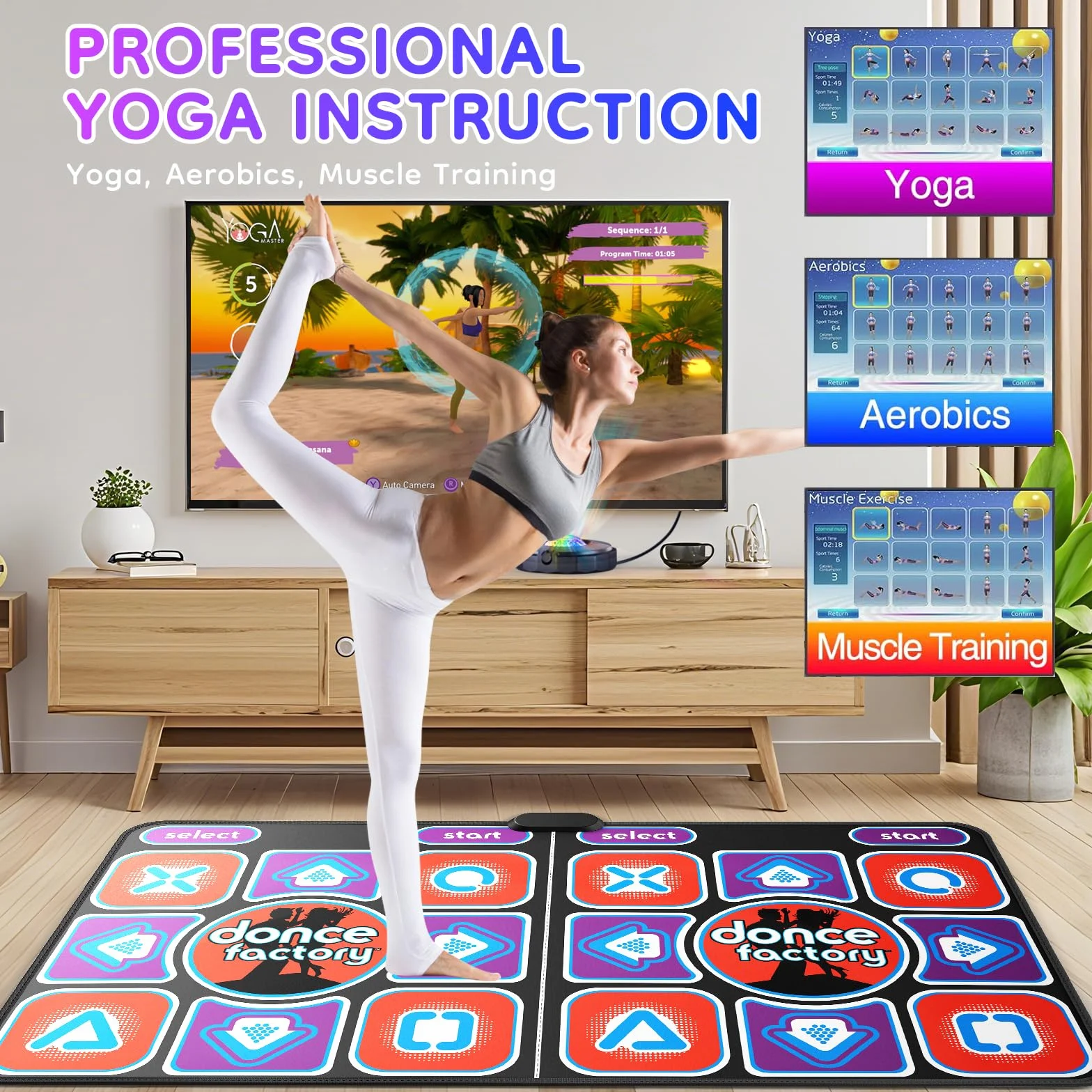 Interaktive Tanzmatte für TV mit Kamera – doppelte rutschfeste Musikmatte für Kinder und Erwachsene, verbesserte Modelle (166 x 93 cm)