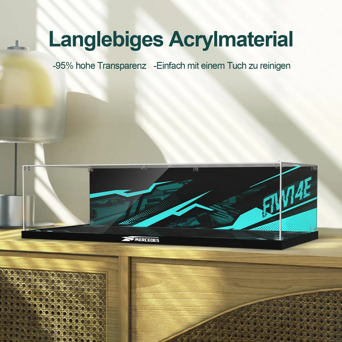 Acryl-Display-Vitrine für Lego 42171 Technic Mercedes-AMG F1 W14, verdickte Acryl-Display-Box mit klarem Hintergrund, staubdichte Display-Vitrine Kompatibel mit Lego 42171 (nur Box, Keine Modelle)