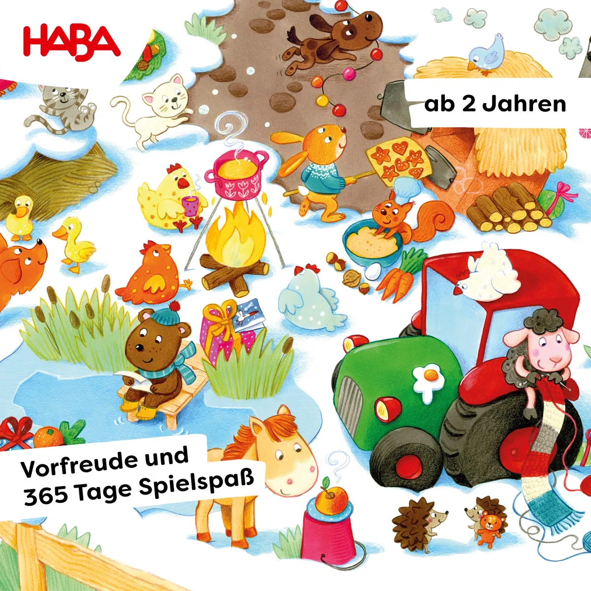 HABA Adventskalender – Weihnachten auf dem Bauernhof – 3D-Spielkulisse mit 24 liebevollen Holzfiguren – Weihnachtskalender für Kinder ab 2 Jahren – 1303156001