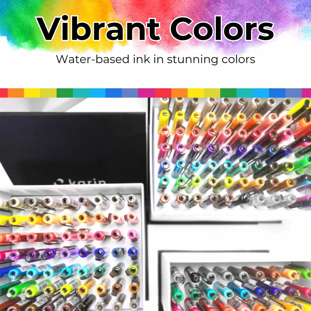 KARIN Megabox Brushmarker PRO set. 60 Farben Brushpens auf Wasserbasis geeignet zum Malen, Zeichnen und Handlettering, 1 stück (63er Pack)