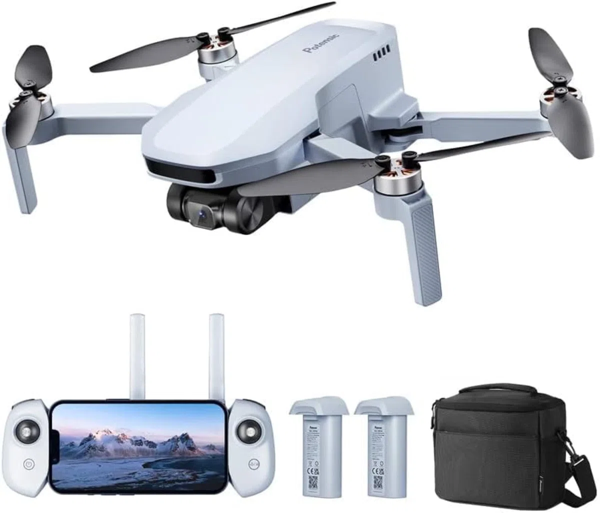 Potensic ATOM SE GPS Drohne mit 4K EIS Kamera, 2 Akkus 62 Min. Flugzeit, unter 249g, C0, 4KM FPV Übertragung, Bürstenloser Motor, Max.16m/s, Follow-Me/autom. Rückkehr, für Anfänger Erwachsene
