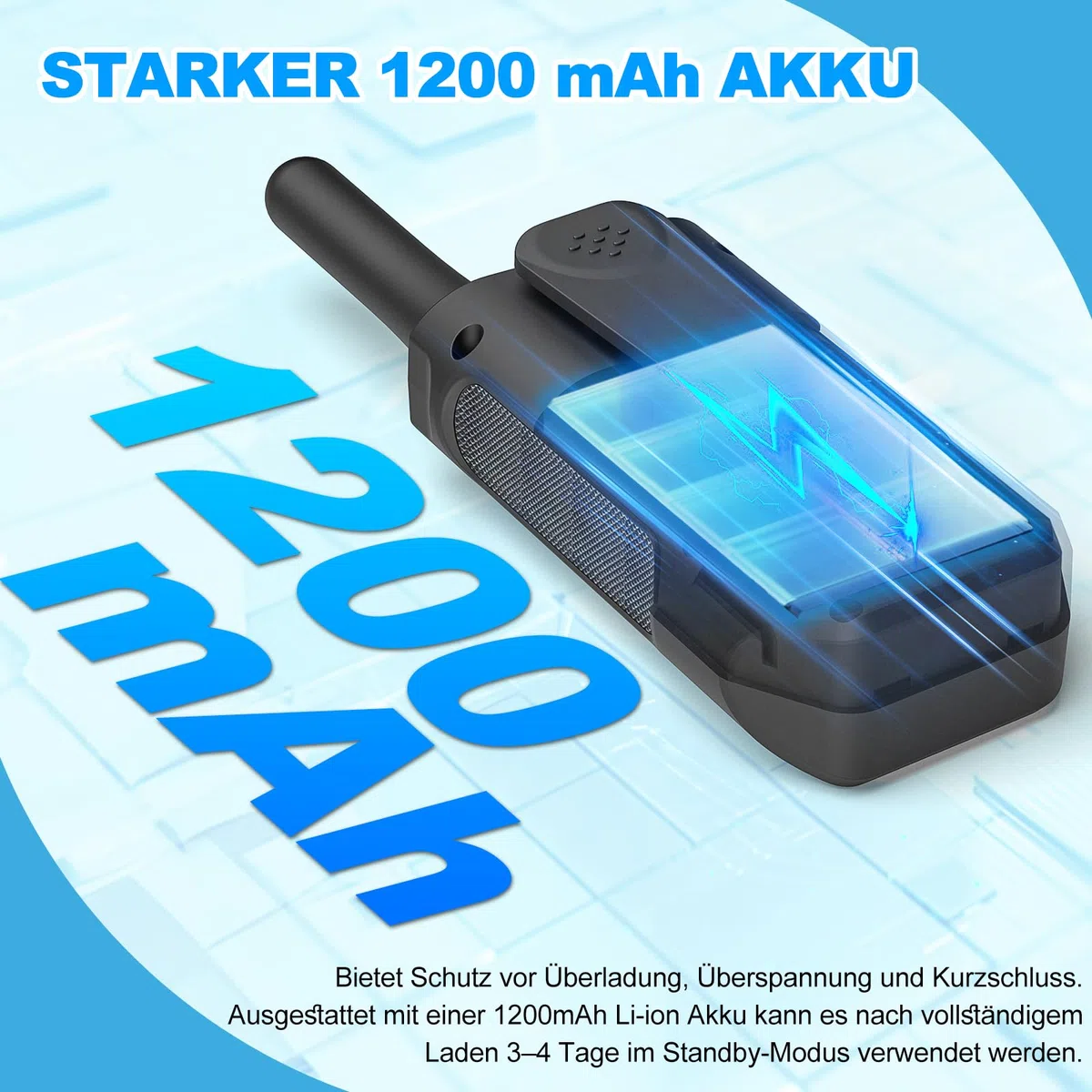 Walkie Talkie 4er Set, Walkie Talkie Aufladbar für Erwachsene Kinder, 16 Kanäle Funkgeräte Set mit 1200mAh Li-ion Akku VOX, Walki Talki für Camping Wandern Geschenk