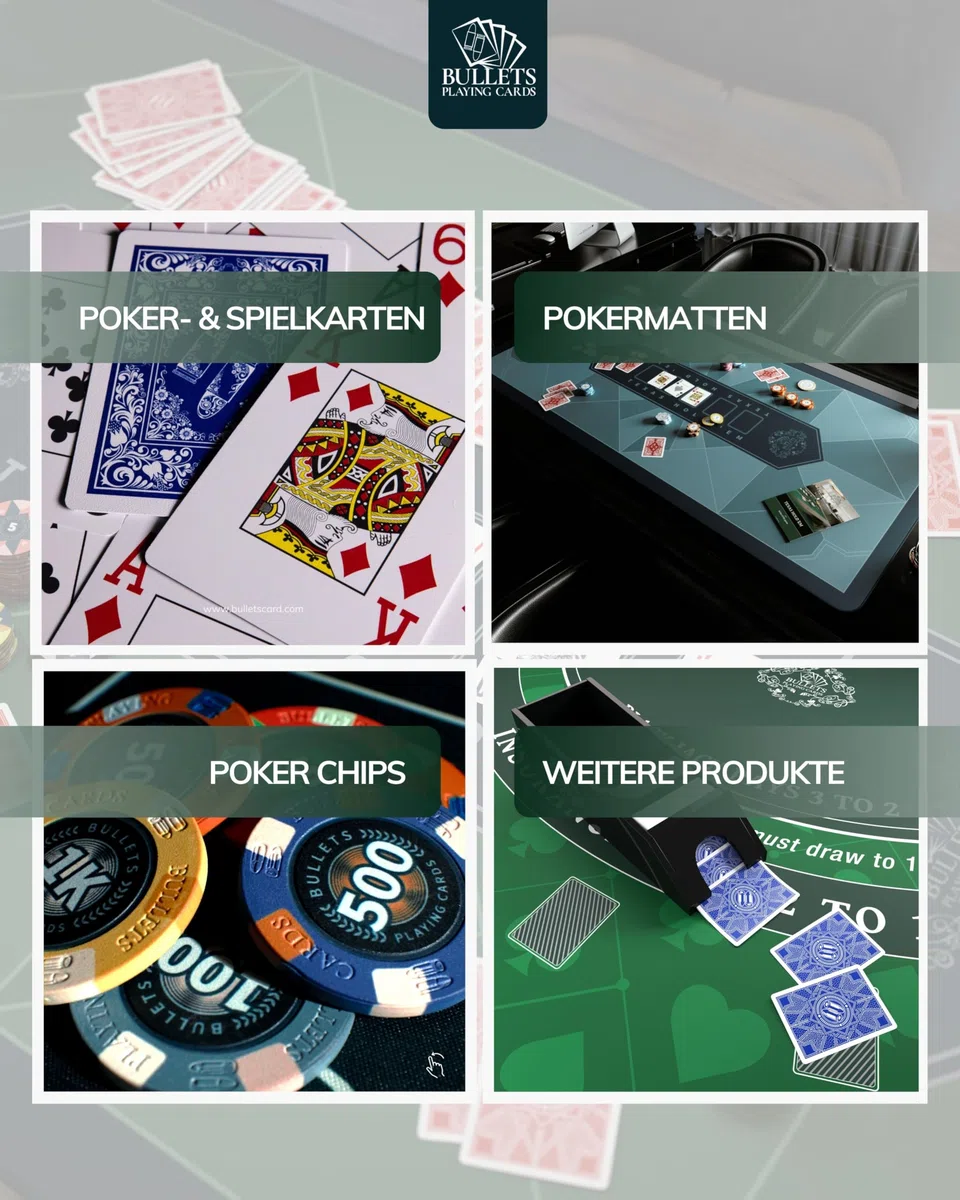 Bullets Playing Cards | Pokerkoffer „Tony“ mit 300 Clay Pokerchips 14g | Pokerset mit Karten, Würfeln, Dealer Button & Pokerregeln