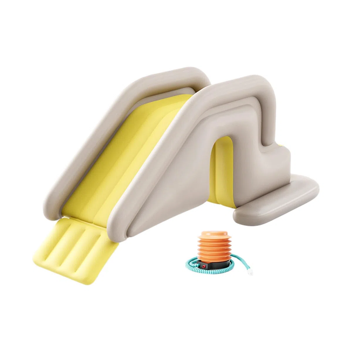 Aufblasbare Rutsche mit Einfachem Aufbau Verbreiterte Wasserrutschbahn Aus PVC Praktische Kinderkletterrutsche mit Wasserfüllbarer Stabilisierung, GRAU