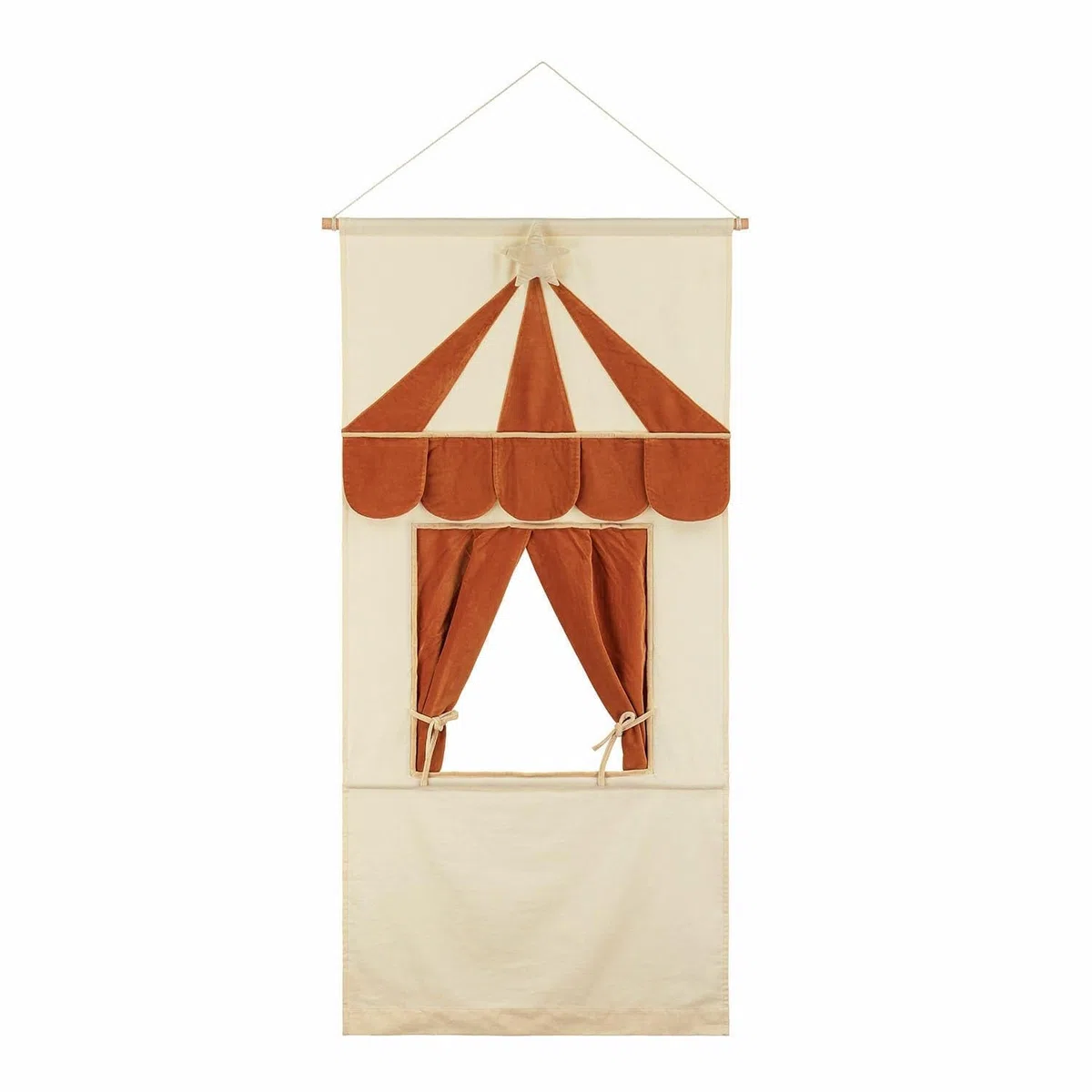 Loberon Puppentheater Papillou, Einfaches Aufhängen, Farbintensives Design, Kreatives Spielen, Kinderzimmer, Baumwolle, Eisen, Kunststoff, rostrot/Creme