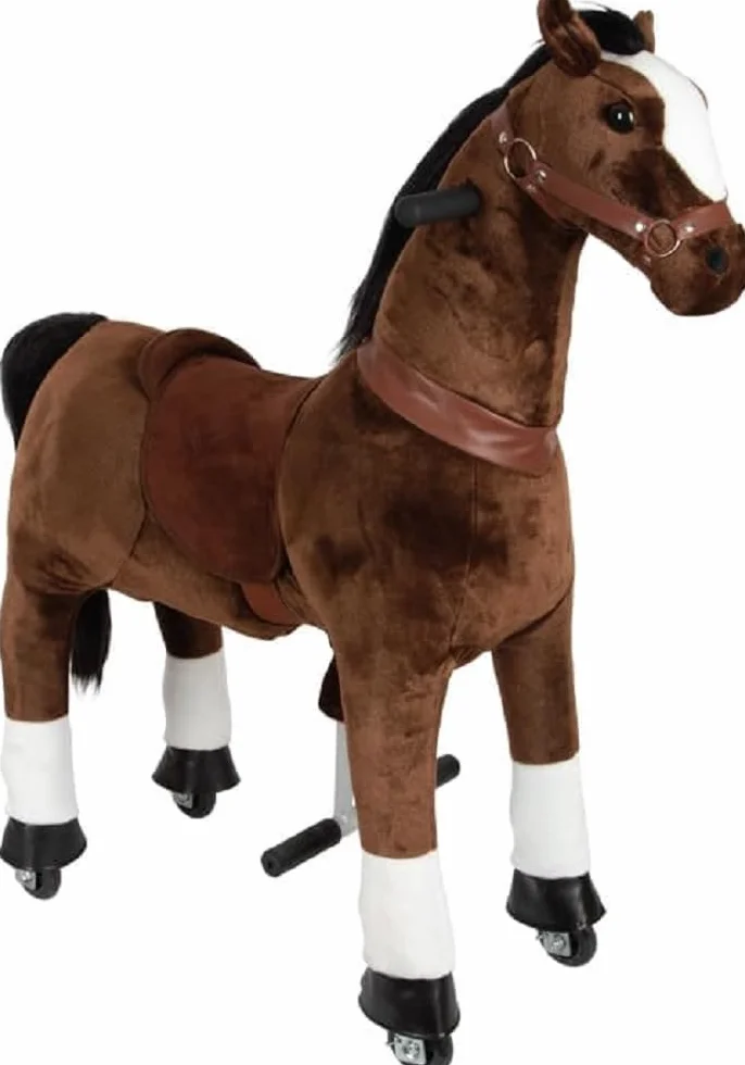 small foot Reitpferd auf Rollen aus Plüsch, Spielpferd zum Reiten, belastbar bis 50 kg, für Kinder ab 5 Jahren, 12462, Braun