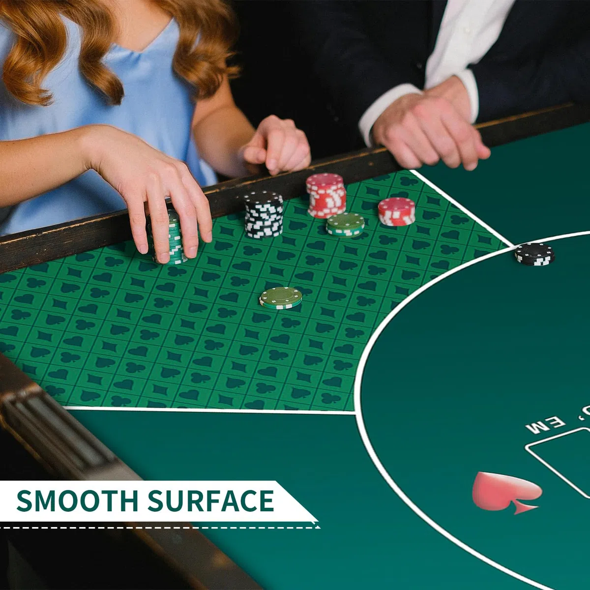 LaiEr 60/80/100/120/140/160cm Quadratische Poker Matte Texas Hold'em Poker Gummimatte Poker Topper für Tische Faltbare Tragbare Poker Tischplatte Layoutw für Poker Spiele Blackjack Casino(100 * 100cm)