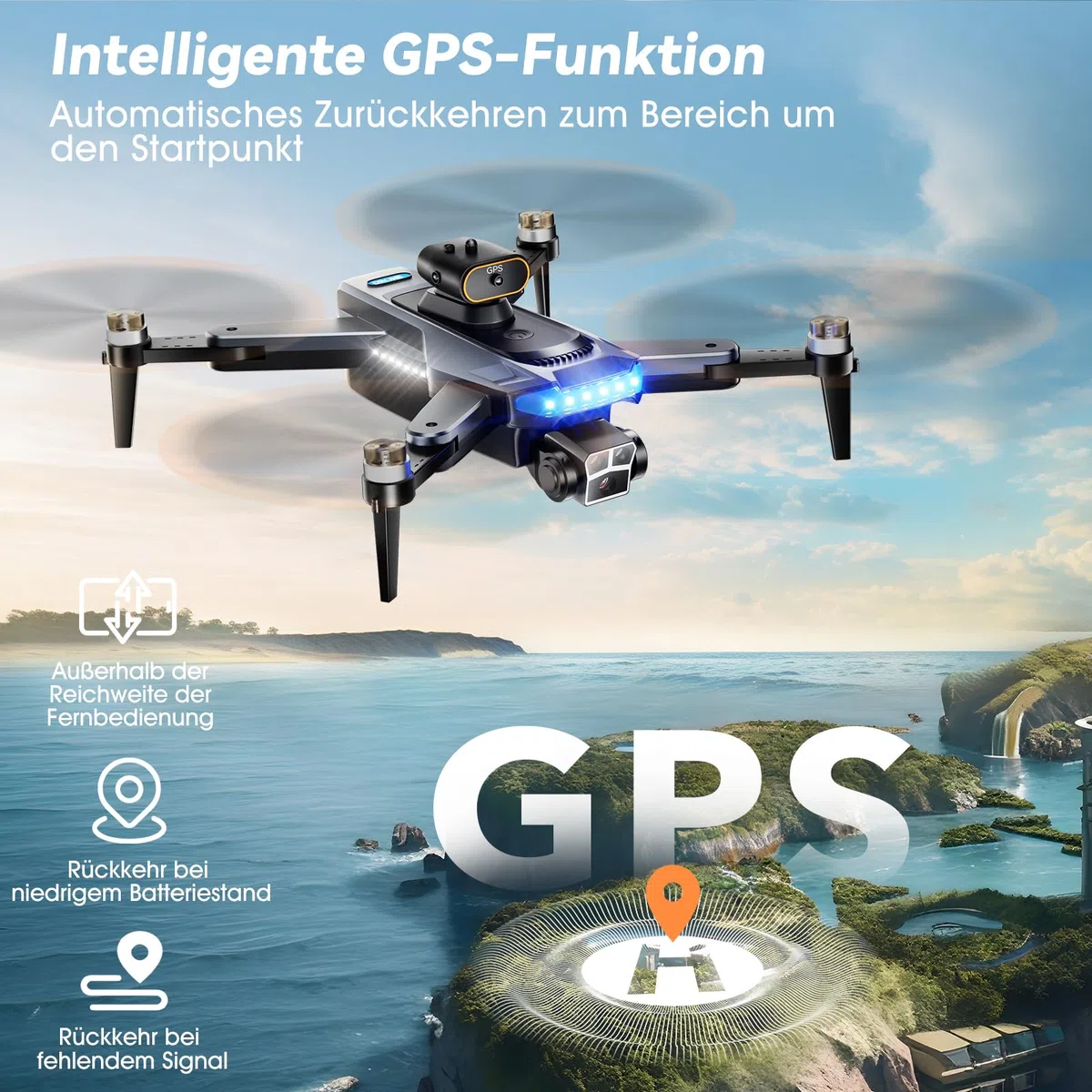 P17 GPS Drohne mit Kamera 4K für Erwachsene, bürstenloser Motor, 54 Min Flugzeit mit 3 Akkus, unter 249g C0, 5G Übertragung, Follow Me, Infrarot-Hindernisvermeidung, faltbar (Schwarz)