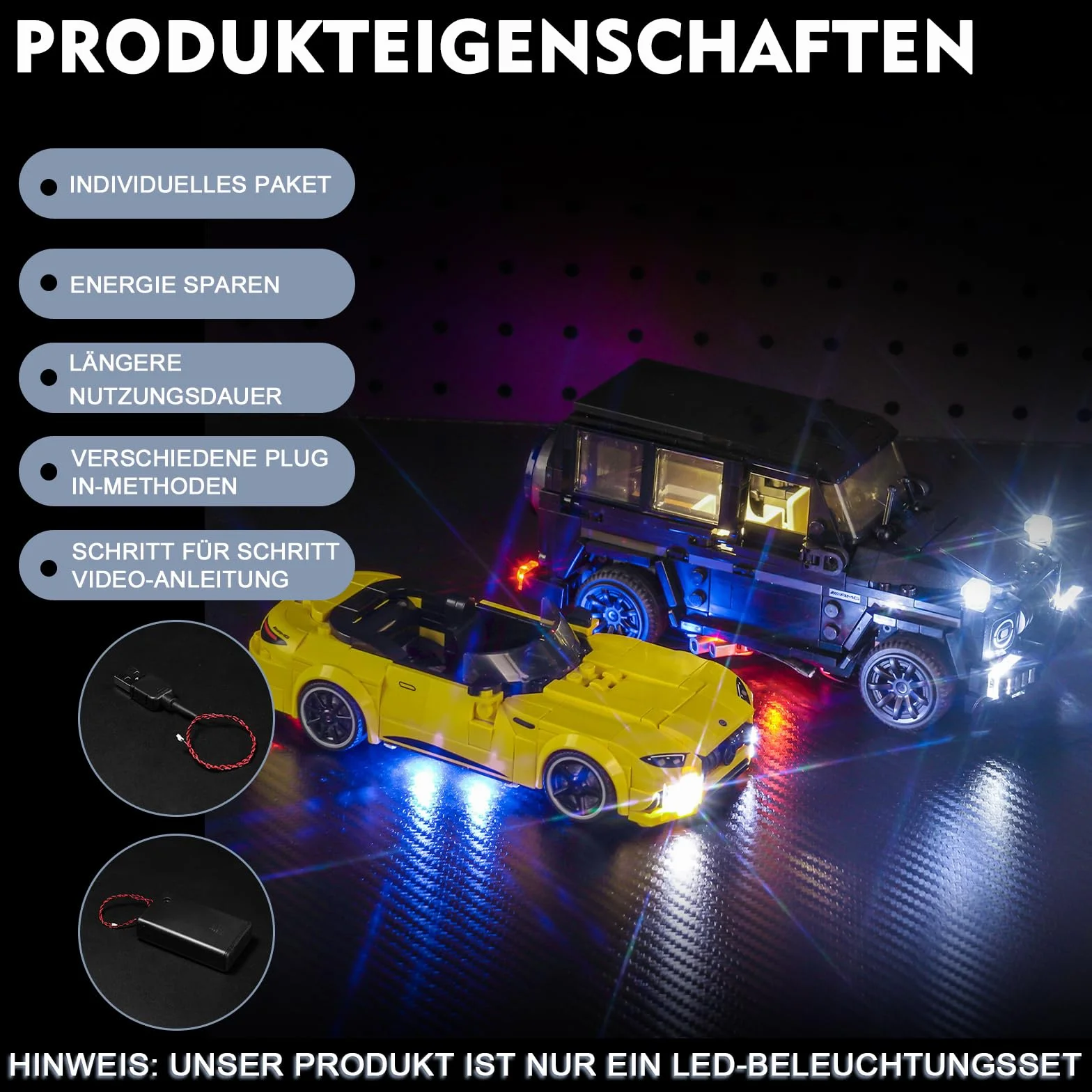Led Licht Set für Lego 76924 Mercedes-AMG G 63 & Mercedes-AMG SL 63 (Kein Lego), Dekorationsbeleuchtungsset für Lego Mercedes-AMG G 63 & Mercedes-AMG SL 63 Kreative Spielzeug