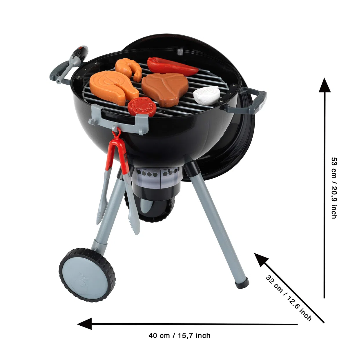 Theo Klein 9400-TK 9401 Weber Kugelgrill Premium mit Licht und Sound I Mit Kohlehaufen, Grillzange und vielem mehr I Inkl. Feuerzeug mit Magnetkopf zum Aktivieren des Kohlehaufens