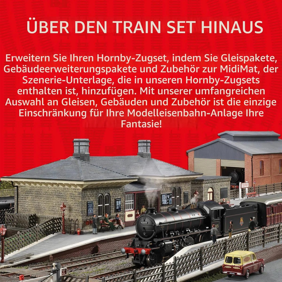 Hornby R1255M Flying Scotsman Train Set - Analog Spurweite 0,000 € Modelleisenbahn inkl. Lokomotive, 3X Reisebusse, Ovalstarterbahn - Starter Elektrische Modelleisenbahn Sets - Maßstab 1:76