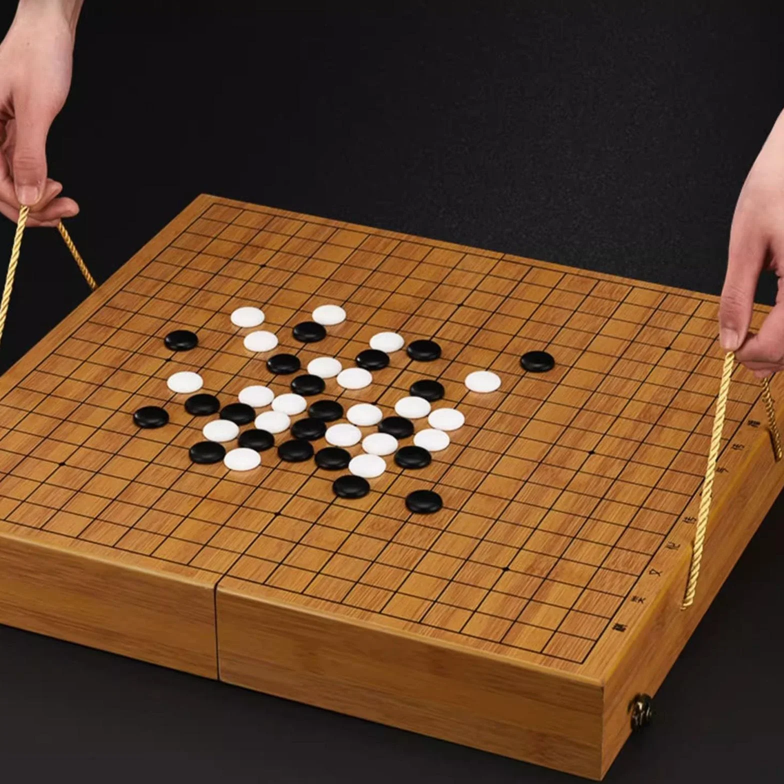 Premium Bamboo Go Set mit 361 Bakelit-Steinen und Schalen, wendbares wasserdichtes Design für Anfänger und zwei Spieler Gameplay (b,e)
