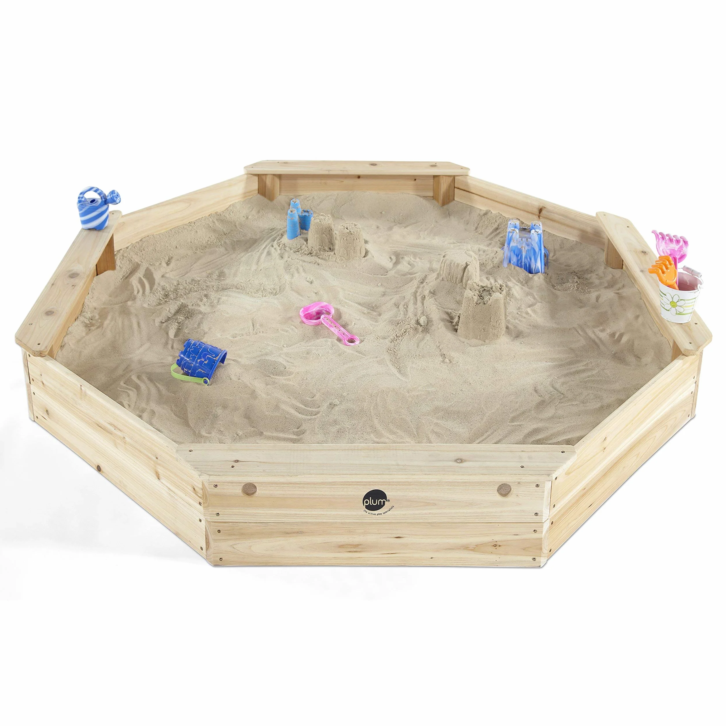 Plum Giant Sandkasten XXL aus Holz I Großer Holz-Sandkasten mit Abdeckung für mehrere Kinder I Robuste Sandkiste für Garten I Gartenspielzeug ab 18 Monaten