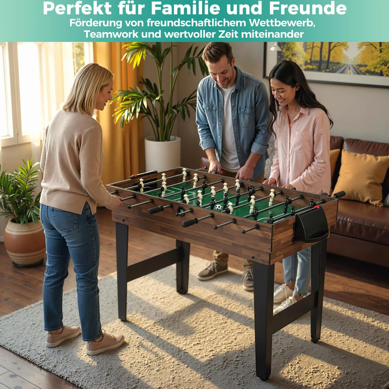 COSTWAY 10 in 1 Multi Spieltisch, Multifunktionstisch mit Tischfußball, Hockey, Billard, Shuffleboard, Bowling & 4 Brettspiele, Kombi-Tisch aus Holz Spielzimmer, Tischkicker für Kinder, Erwachsene
