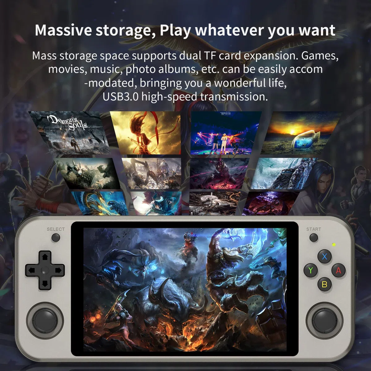 Tragbare Spielkonsole RG522, unterstützt Open-Source-System, Android 7.1, RK3399 Chip, TF-Karte 64G, 2500, Klassische Spiele, IPS-Display von 5,36 Zoll, Akku, 2 Stück, 3200 mAh