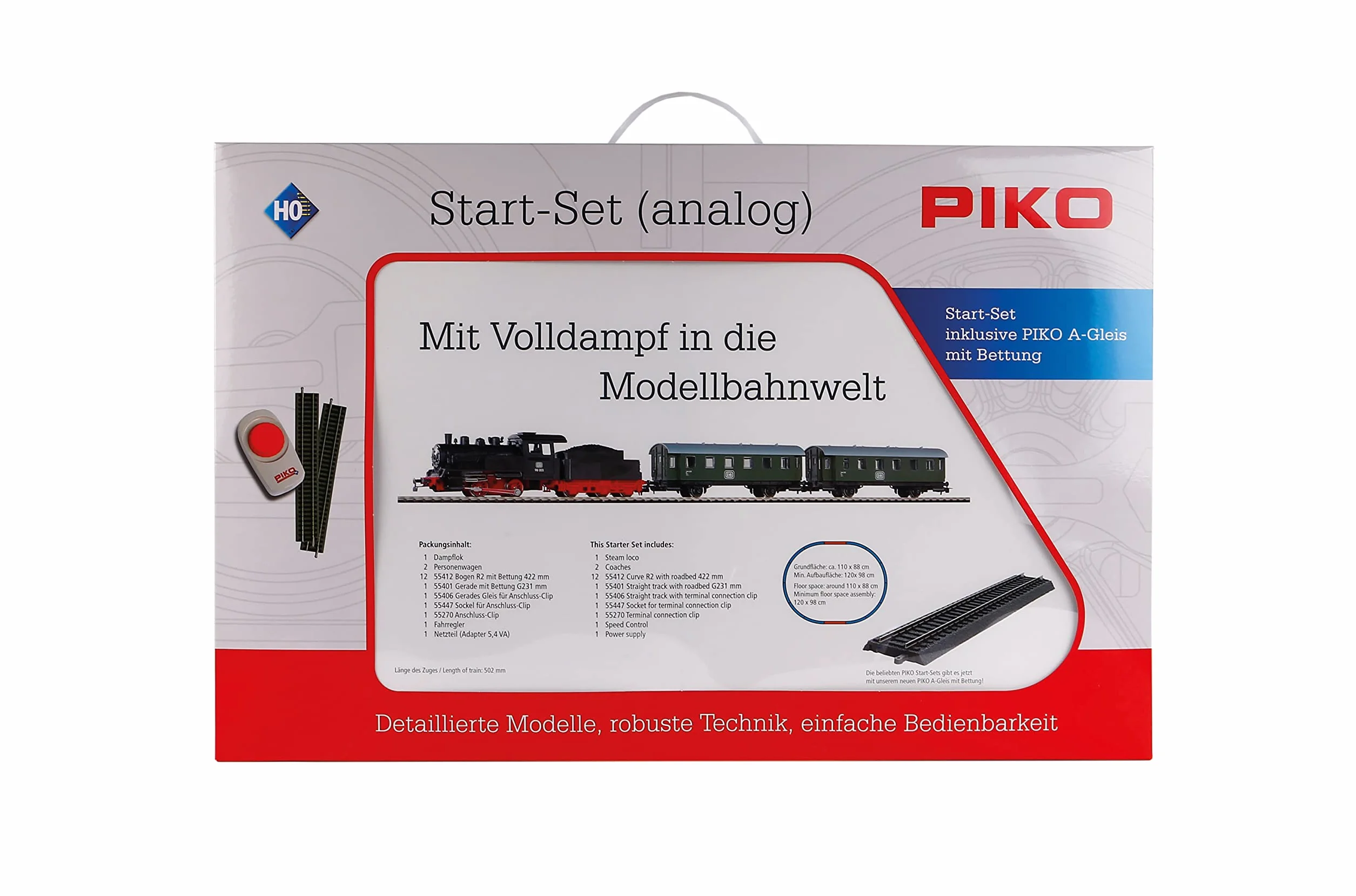 Piko H0 57112 H0 Start-Set Personenzug, Schwarz, 110 x 88 cm