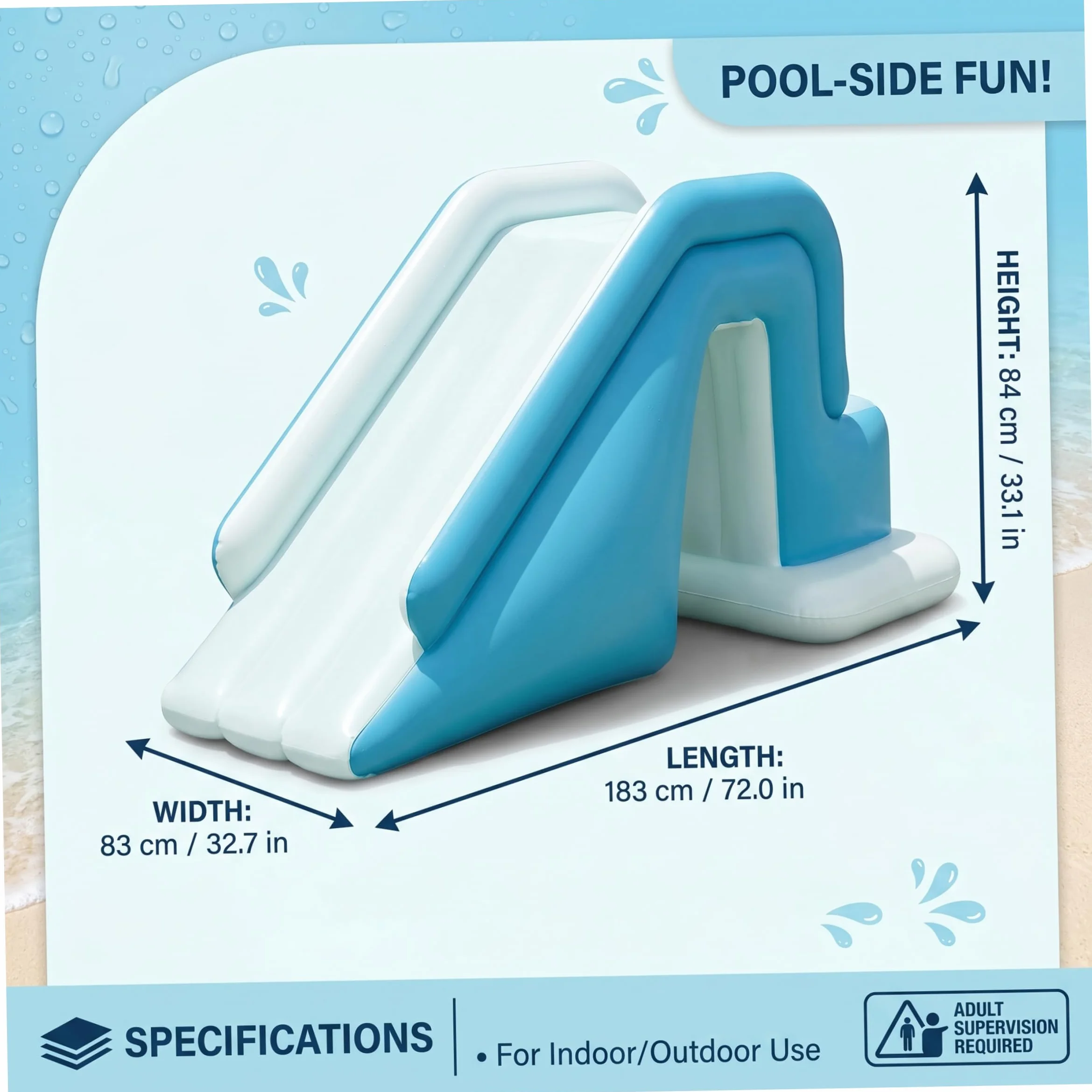 Aufblasbare Poolrutsche, aufblasbare Poolrutsche, oberirdische PVC-Luftblase, großes Familien- und Kinderspielspielzeug mit schnellem Aufblasen für den Hinterhof, 183 x 83 x 83 cm