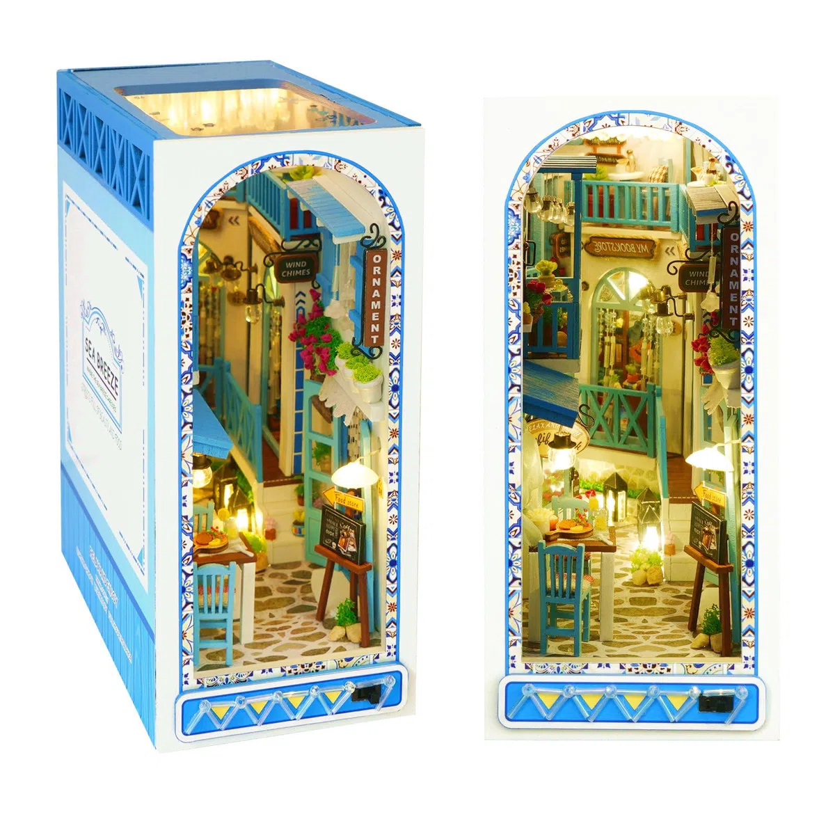 Cuteefun DIY Book Nook Kit, DIY Miniatur Puppenhaus, Bücherende Regaleinsatz, Hölzernes Book Nook Puppenhaus Kit für Erwachsene zu Bauen, Machen Sie Ihr Eigenes Handwerk Haus Modell (Meeresbrise)