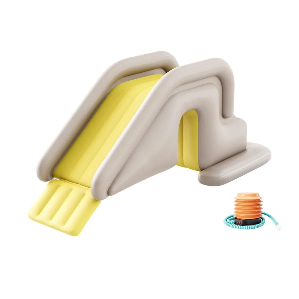 Aufblasbare Rutsche mit Einfachem Aufbau Verbreiterte Wasserrutschbahn Aus PVC Praktische Kinderkletterrutsche mit Wasserfüllbarer Stabilisierung, GRAU