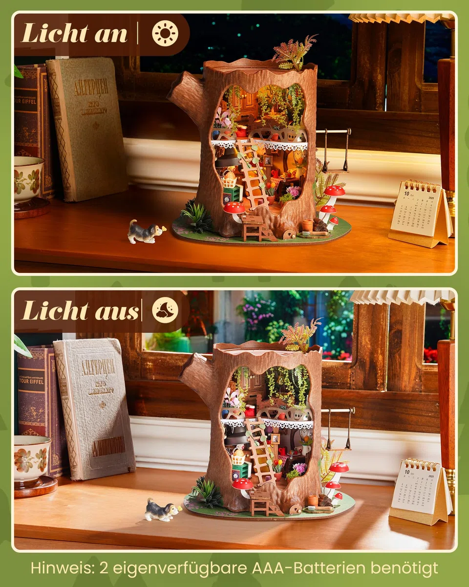 Rolife Miniatur Haus Märchenhaftes Baumhaus, 275-teiliges Mini Haus Selber Bauen Bastelset Erwachsene für Jugendliche Kein Kleber erforderlich, Puppenhaus Tiny House Bausatz 3D Puzzle