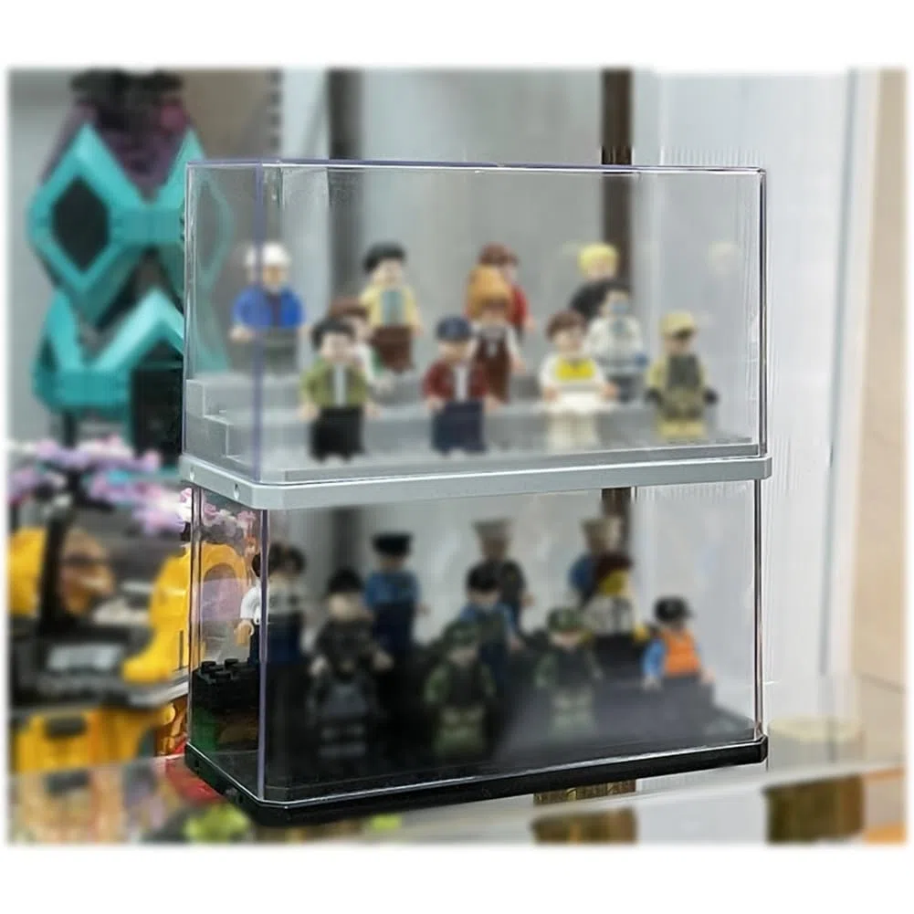 Minifiguren-Präsentationsbox, Stapelbare, Staubdichte Baustein-Präsentationsbox für Actionfiguren-Spielzeug