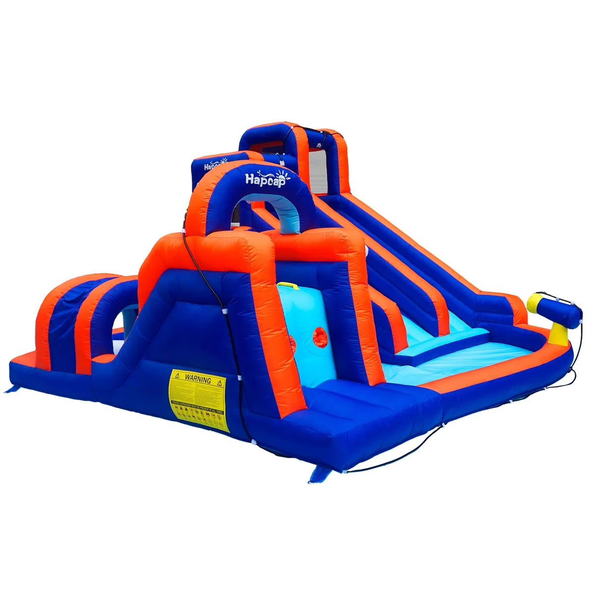 Hüpfburg mit Gebläse,Aufblasbarer Wasserpark mit Rutsche und Kletterwänden,Tunnel,Schwimmbecken, Wasserpistole,Geeignet für 5 Kinder im Alter von 3 bis 8 Jahren (420 x 410 x 240 cm)