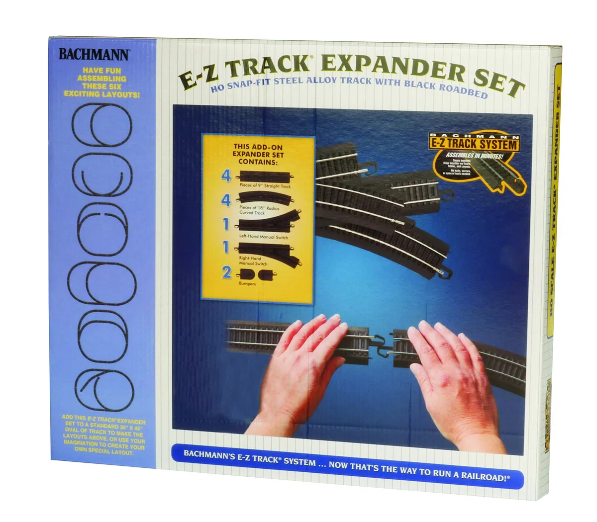 Bachmann Trains Snap-Fit E-Z Track Layout Expander Set Steel Alloy Rail Black Roadbed HO Scale