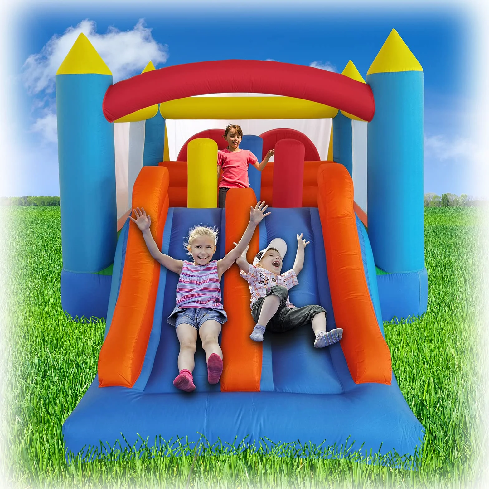 Ballsea Hüpfburg mit Gebläse, Geeignet für 3 bis 10 Jahre Hüpfburg Indoor Kinder, Groß Hüpfburg XXL Kindergeburtstag (488 x 240 x 190 cm)