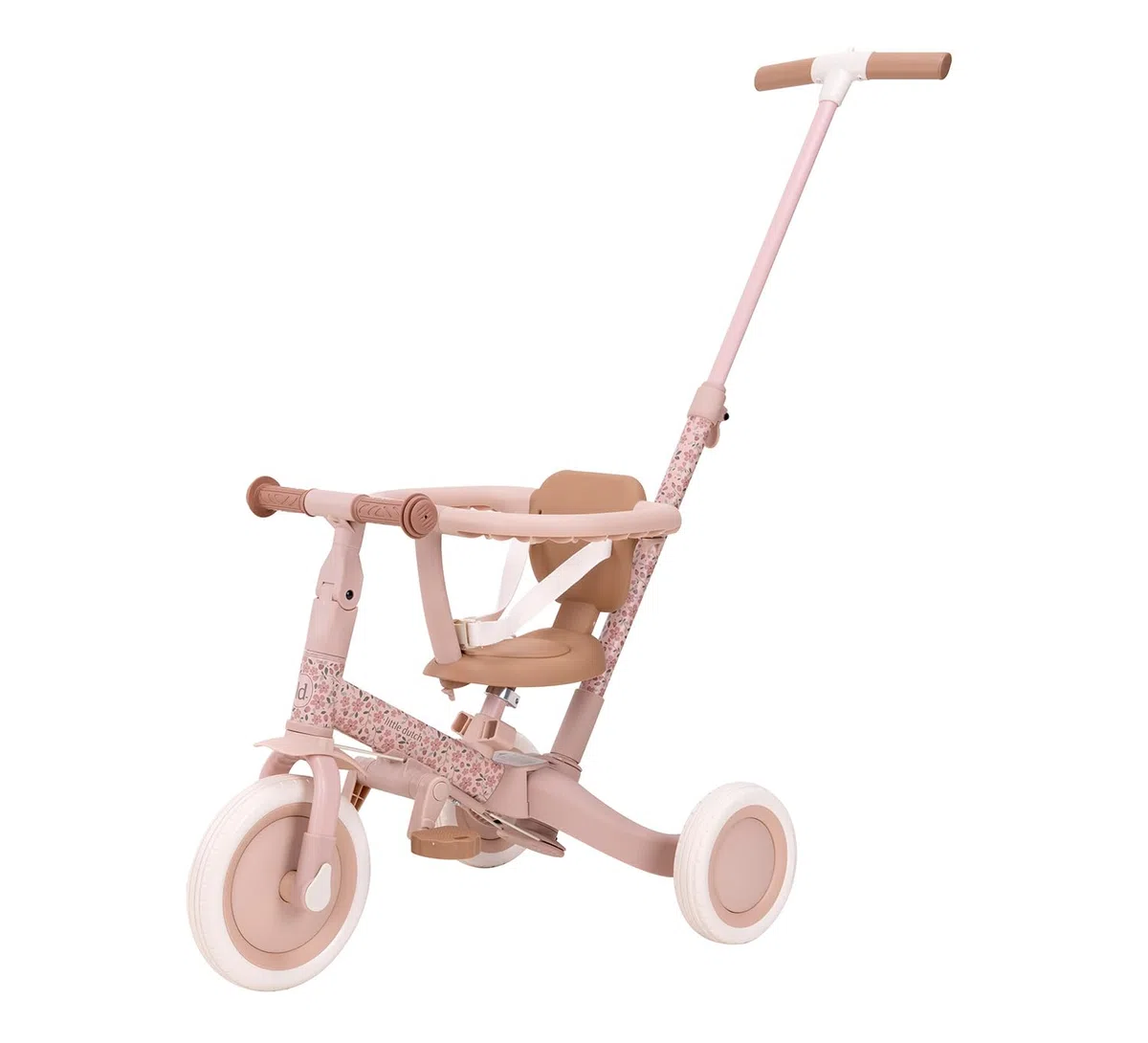 Little Dutch 4-in-1 Dreirad mit Schubstange Laufrad - Fairy Floral rosa