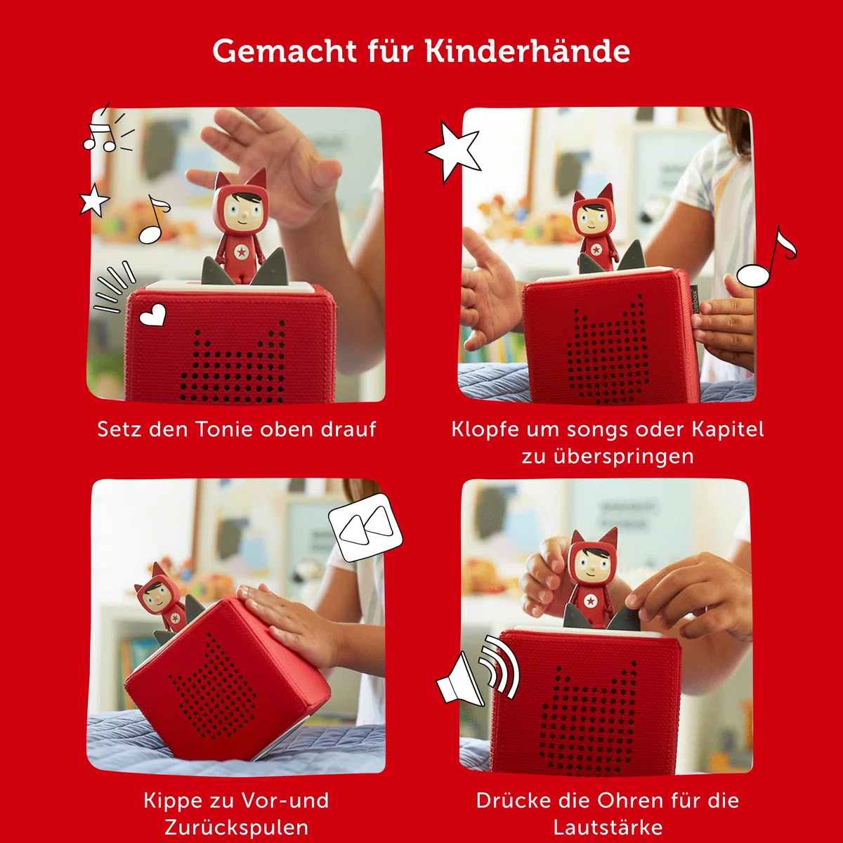 tonies Toniebox Starter Set inkl. 1 Kreativ Figur – Audioplayer für Hörbücher und Lieder für Kinder, einfach zu bedienende kabellose Musikbox BZW. Lautsprecher, 7 Std. Akku, Anthrazit