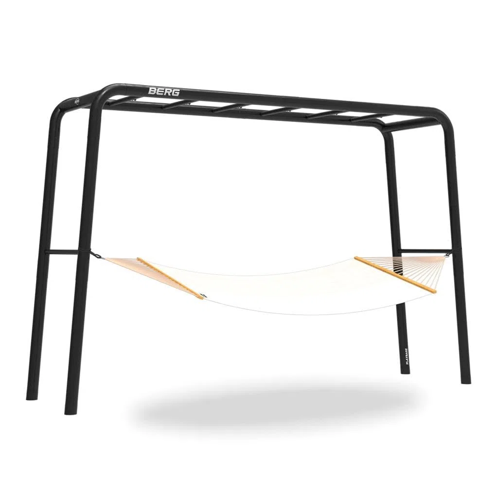BERG PlayBase Large TT 3-in-1 mit 2X Reckstange und Hängematte, Multifunktions Spielplatz für den Außenbereich