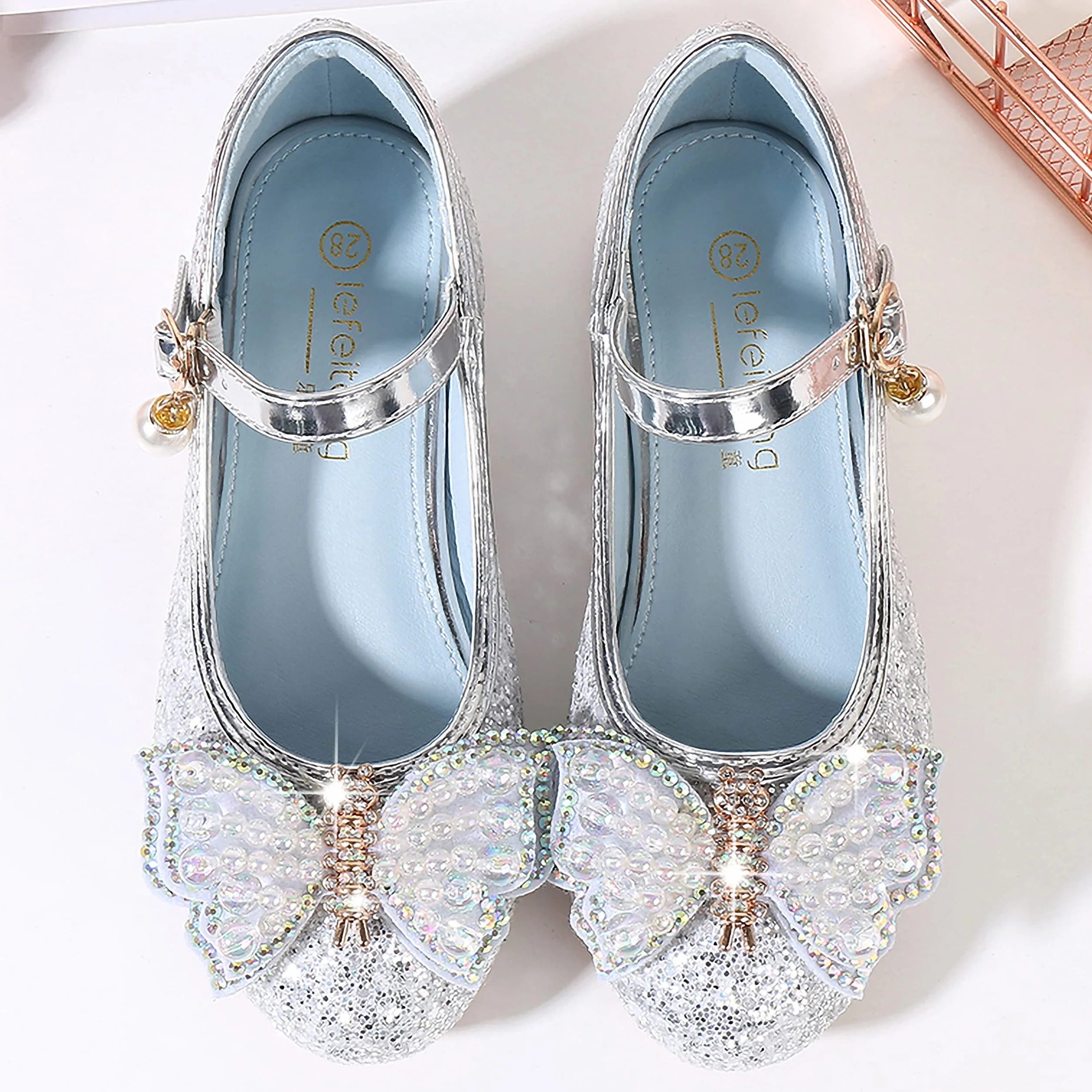 Mädchen Prinzessin Schuhe Kinder Sandalen Glitzer Schuhe Hoher Absatz Partei Glitzer Kristall Heels für Kinder Karneval Verkleidung Party Aufführung Fasching Tanzball