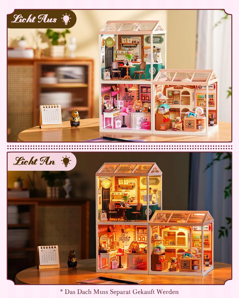 Rolife Super Creator DIY Miniature House Miniatur Haus Bausatz Selber Bauen Deko für Schreibtisch Bücherregal Modellbausatz Diorama Modellbau Bastelset (Pink Beauty Secret)