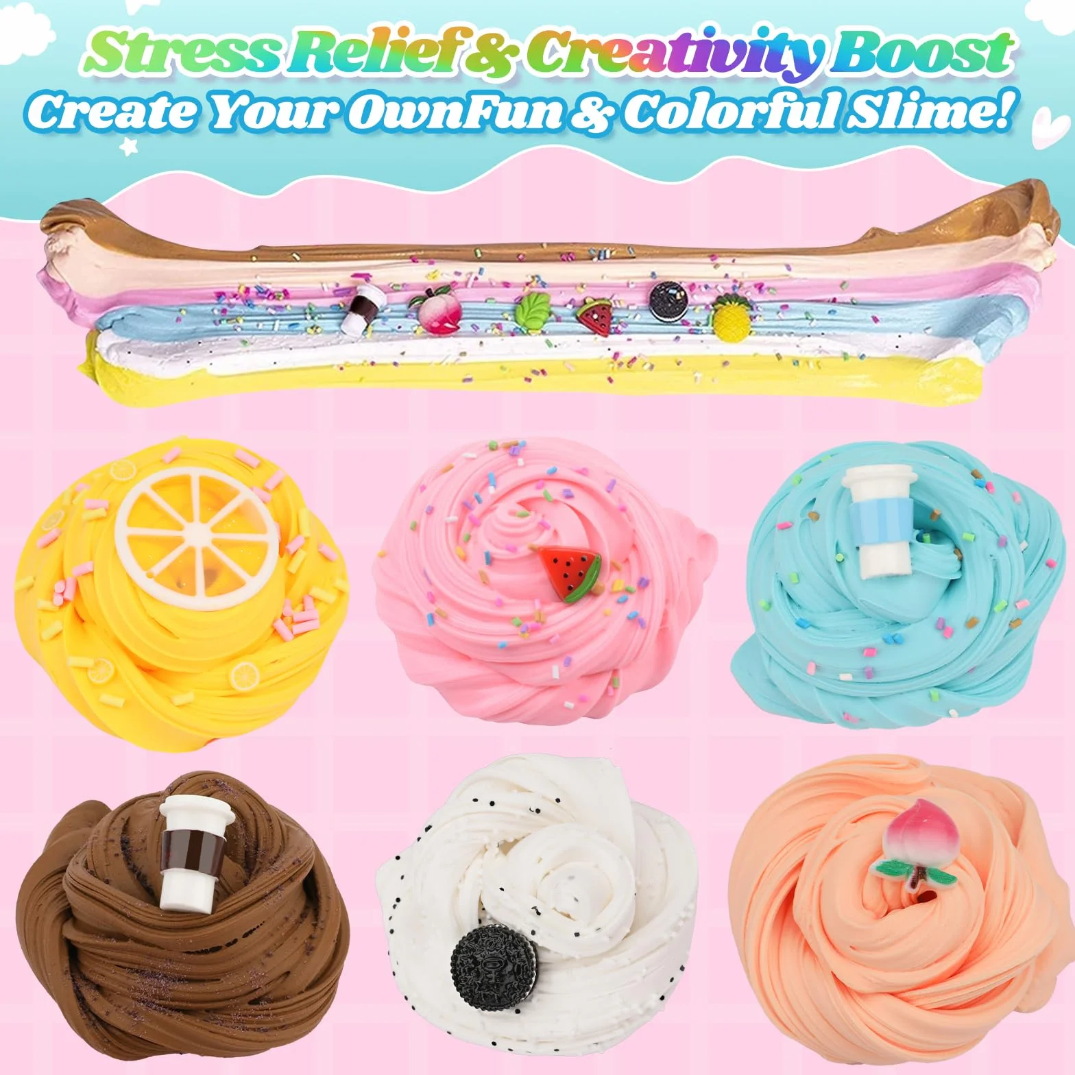 6er-Pack Butter-Slime-Set für Kinder – Duftendes DIY-Schleim-Spielzeug für Mädchen & Jungen ab 3 4 5 6 7 8 9 10 11 12 Jahren – Süßes Preppy-Zubehör – Geschenkidee für Teenager, Geburtstage, Party-Mitg