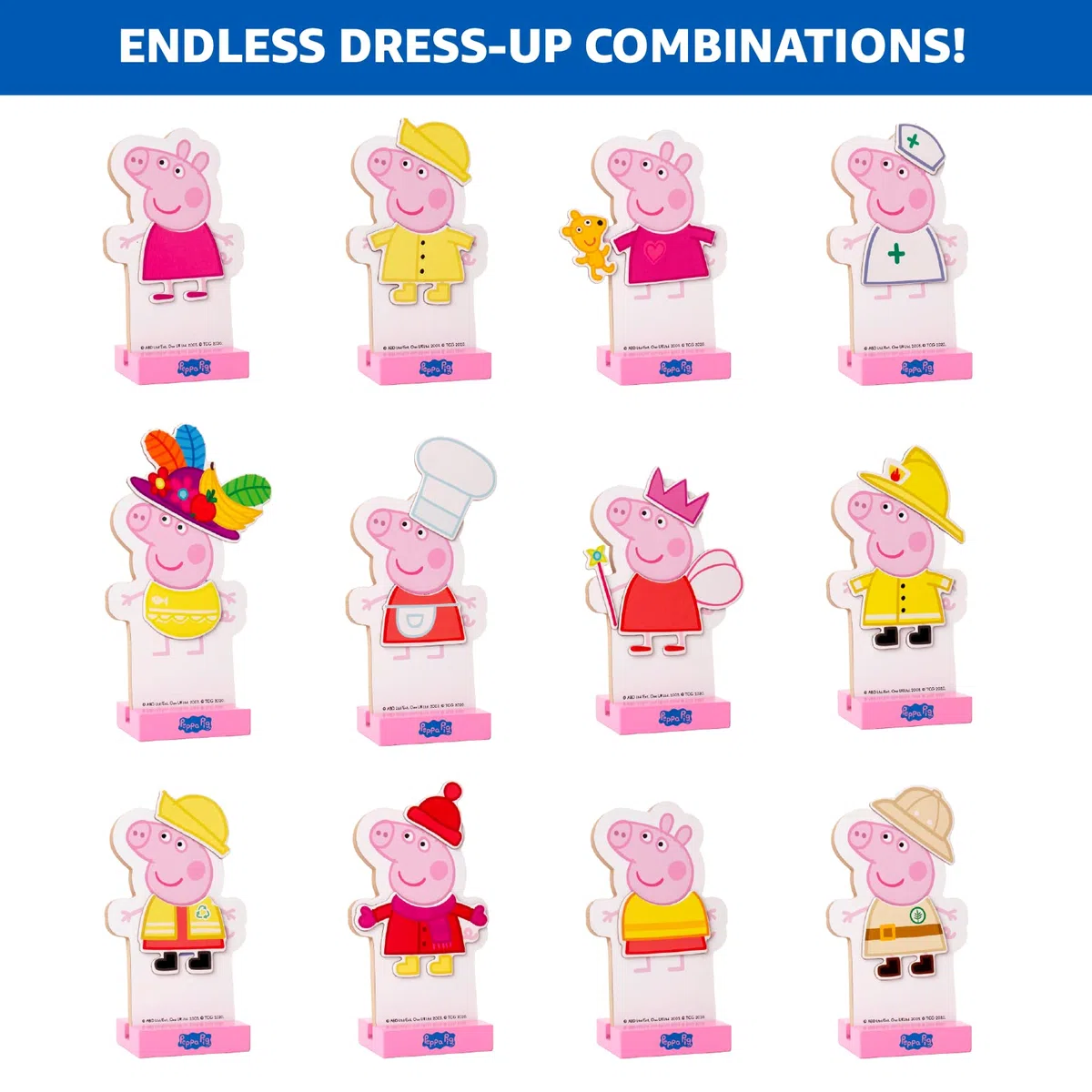 Peppa Pig Magnetic Wooden Dress-UP Set, FSC Wood, Wooden Toys, Preschool Dress UP DOLL