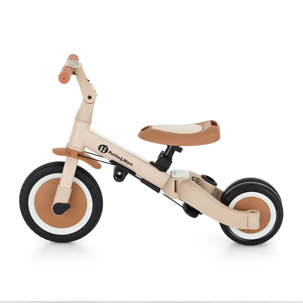 PETITE&MARS Multifunktionales 5-in-1-Dreirad Turbo * Fahrrad * Dreirad * Laufrad * Rutschauto * Lauflernfahrzeug (Desert Sand)