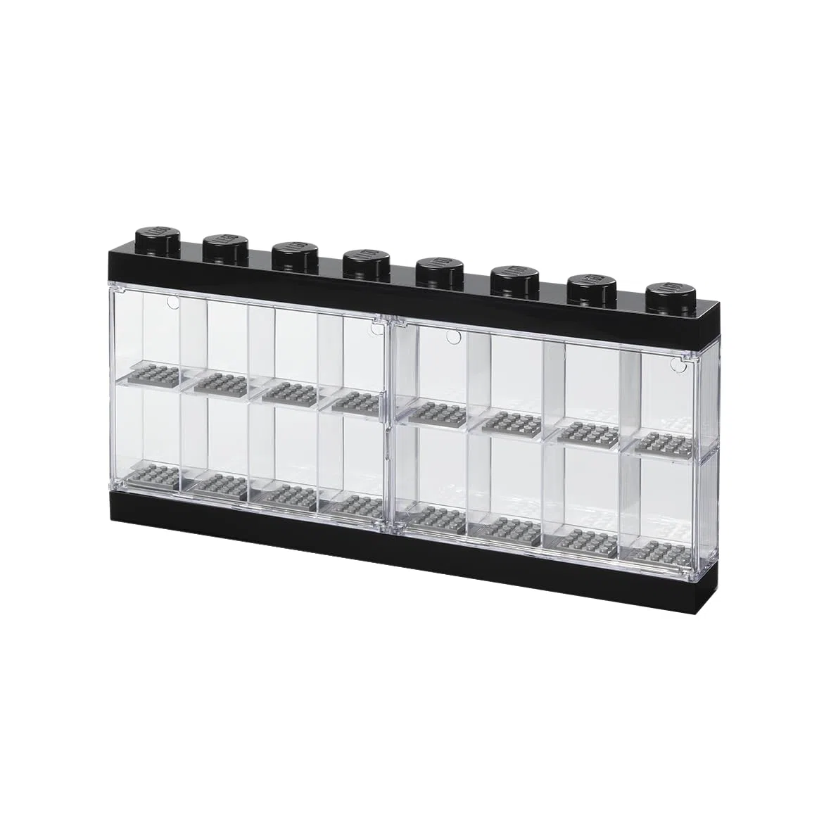 LEGO Minifiguren-Schaukasten für 16 Minifiguren, Stapelbare Wand- oder Tischbox, schwarz