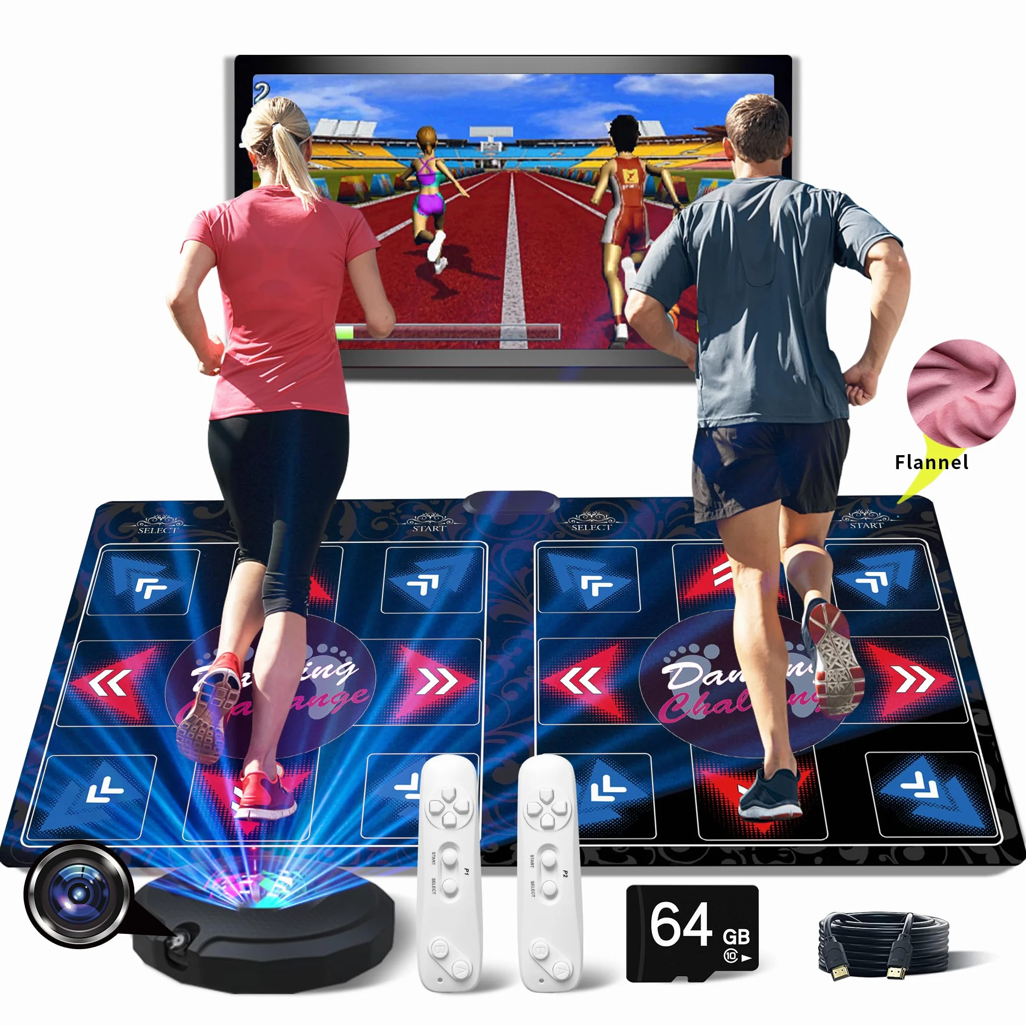 HDMI-Musikalische elektronische Tanzmatte mit Kamera,650 Liedern,64G Speicherkarte,81 Musikvideos,inklusive 1000 Spielen,für Einzel- und Doppelspieler,ein luxuriöses Geschenk für Jungen und Mädchen