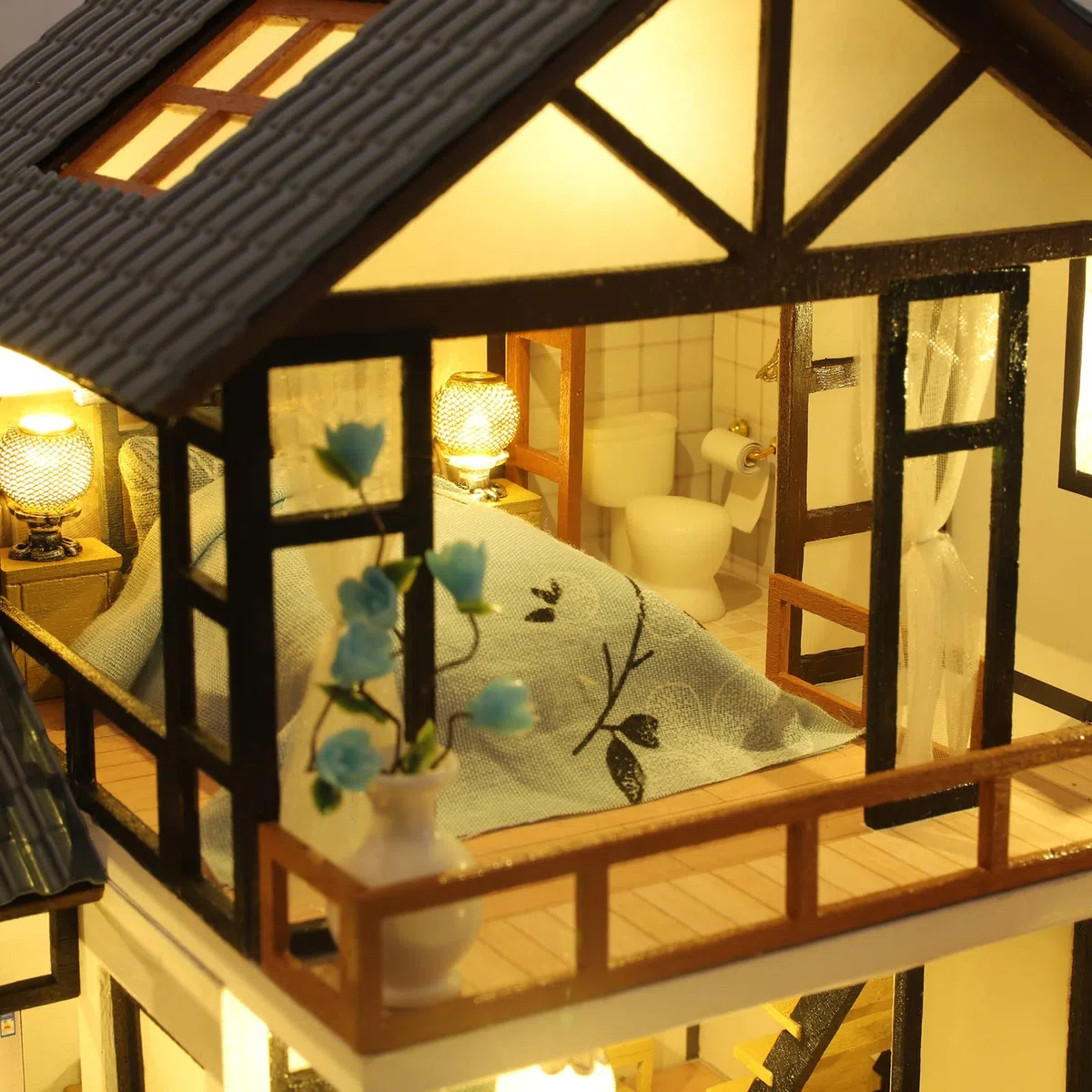 Cuteefun DIY Miniatur Puppenhaus Kit zum BAU Miniatur Haus mit Musik Möbeln und Werkzeugen Selber Bauen Kreative Bastelgeschenkidee (Orientalische Villa)