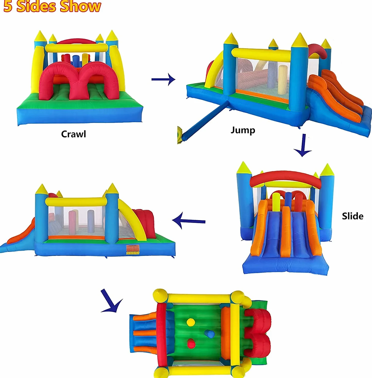Ballsea Hüpfburg mit Gebläse, Geeignet für 3 bis 10 Jahre Hüpfburg Indoor Kinder, Groß Hüpfburg XXL Kindergeburtstag (488 x 240 x 190 cm)