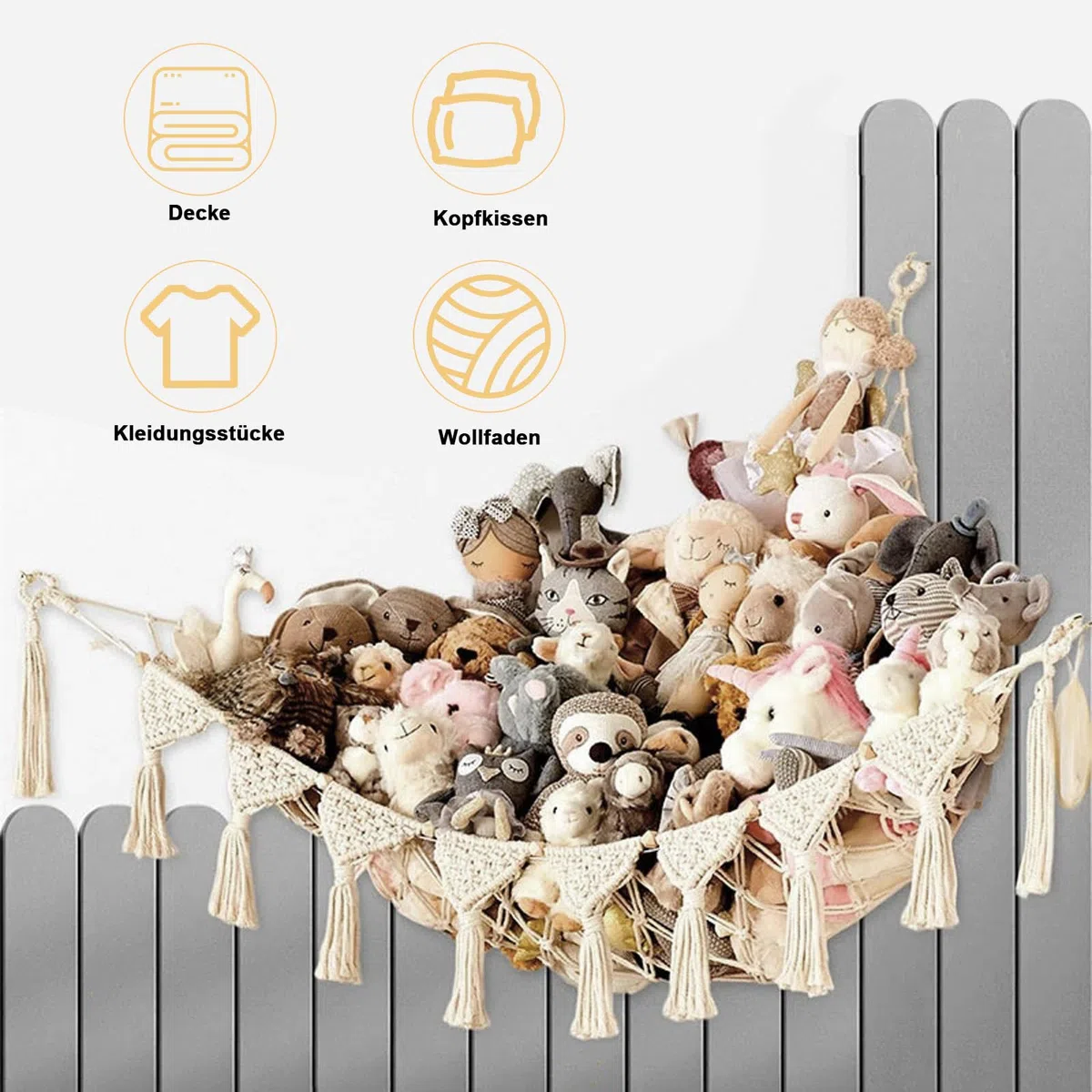 Kuscheltier Aufbewahrung Netz, Stofftier Aufbewahrung Netz für Hängematte, Boho Stofftier Hängematte Spielzeug Organizer, Kuscheltier Netz Kuscheltiernetz für Kuscheltiere Plüschtier Aufbewahrung