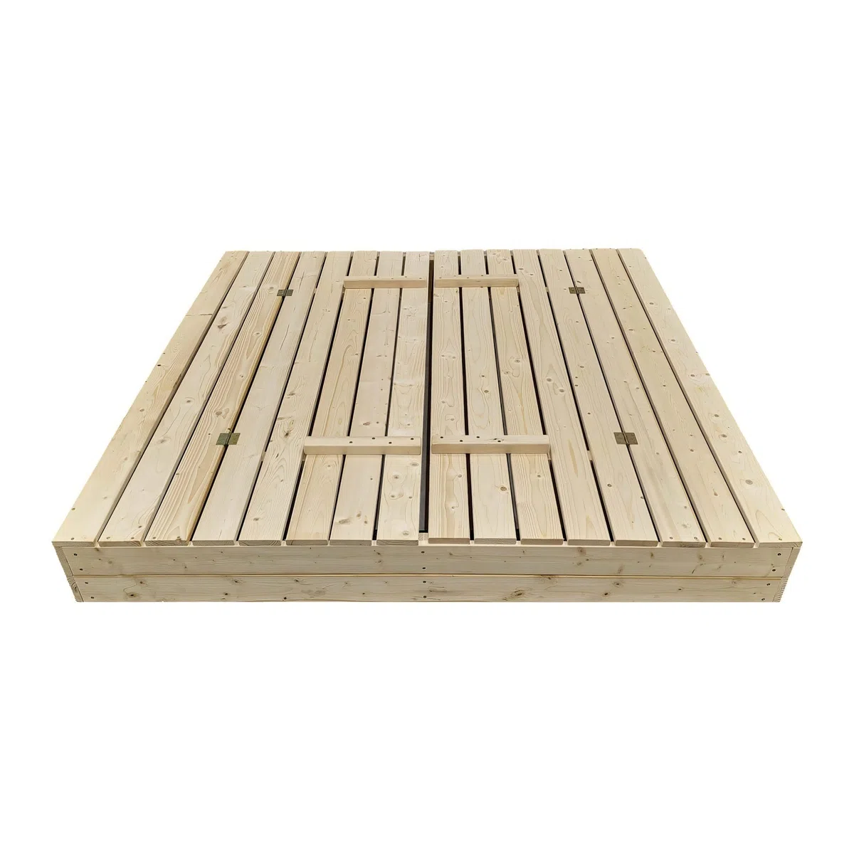 Holzsandkasten 160x160cm, Funktionale Konstruktion mit klappbarem Deckel und Sitzbänken, FSC-Zertifiziert, aus Nadelholz, inkl. Geotextil-Unterlage, für Garten und Außenbereich