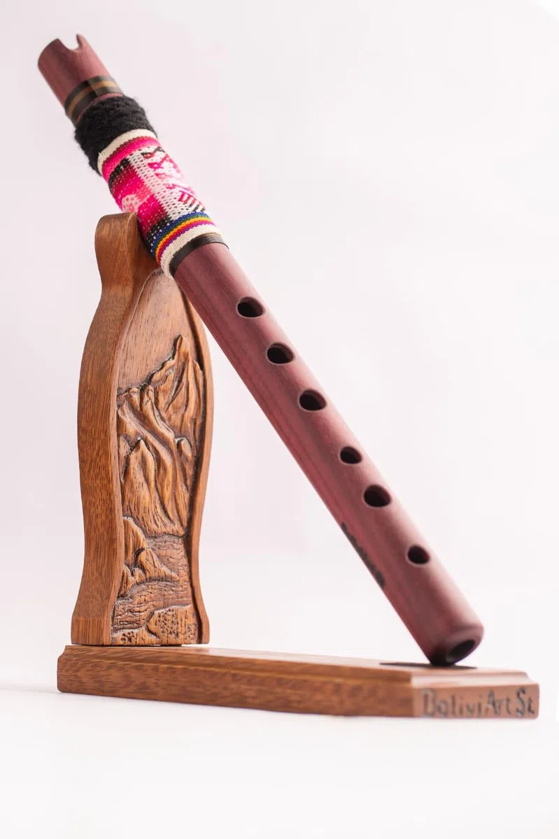 Flöte Quena Moradillo Native Instrument Komplettset Einzigartige Holz Native Flöte Quena mit Premium Dekorative Handgefertigte Holzständer Instrument gestimmt in G Einzigartiges Andeneinzigartiges Set