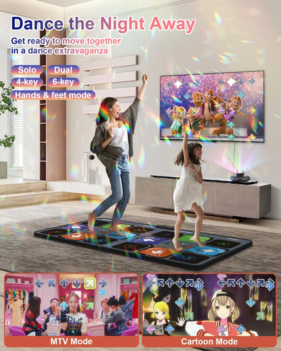Interaktive Flanell-Tanzmatte mit Kamera für TV, rutschfeste Tanzmatte für Kinder Erwachsene Mädchen Jungen, Ideal als Geburtstags